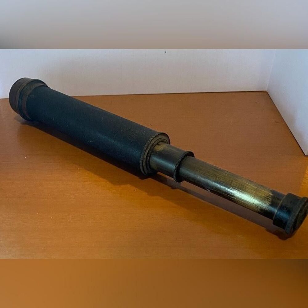 Antique WW1 Kollmorgen 10x Monocular Telescope Black Brass Spyglass Scope READ